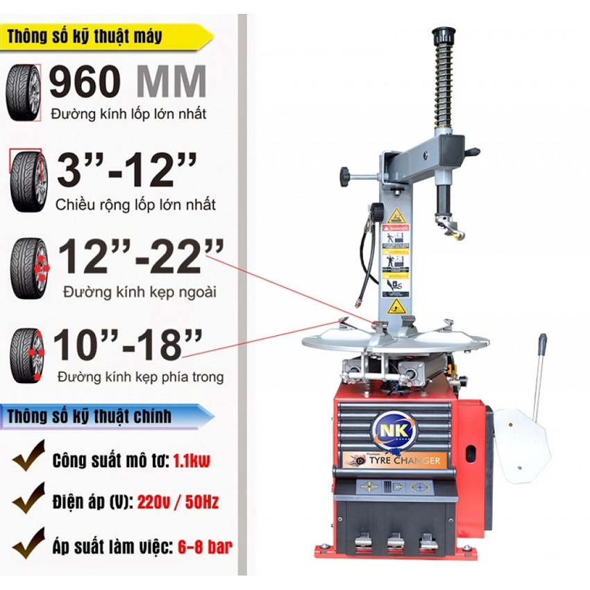 Máy tháo vỏ xe con, tay ga DBK NK318E 3