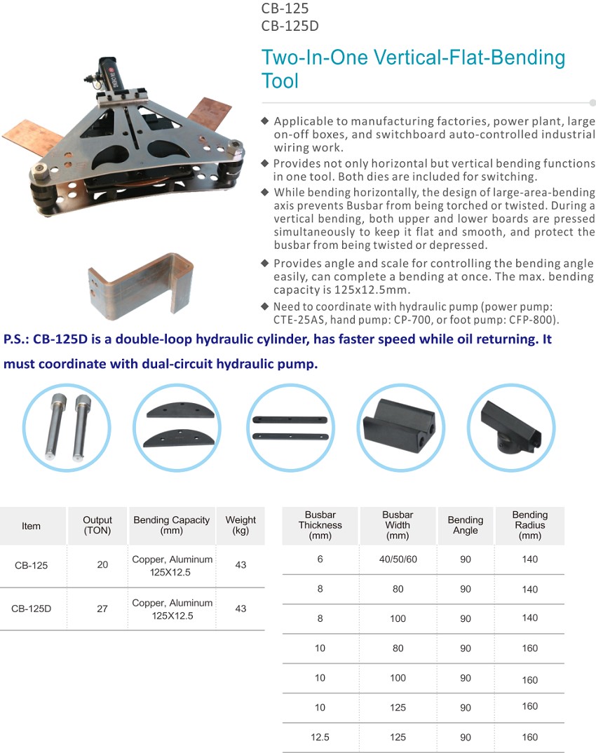 Máy uốn thanh cái đồng 20 tấn TAC CB-125 0