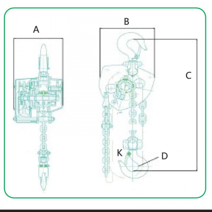 Pa lăng xích kéo tay 1 tấn 5m Kawasaki 0