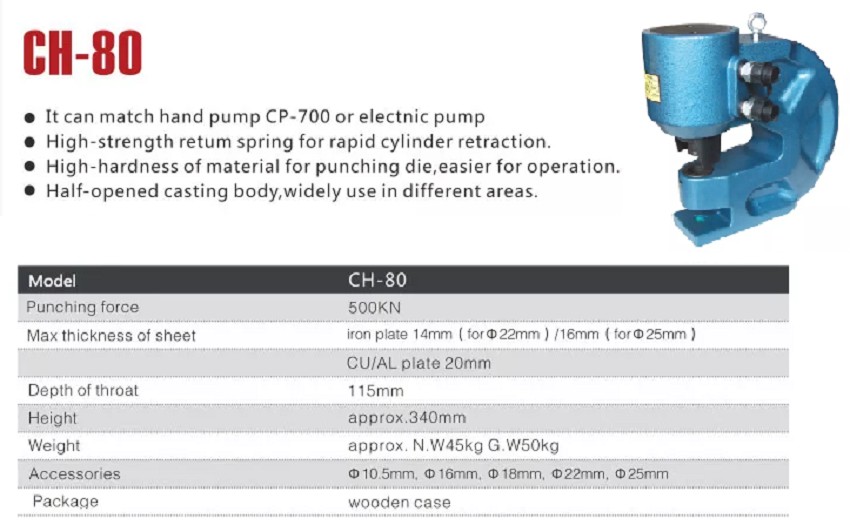 Máy đột lỗ thủy lực 50 tấn DBK CH-80 2