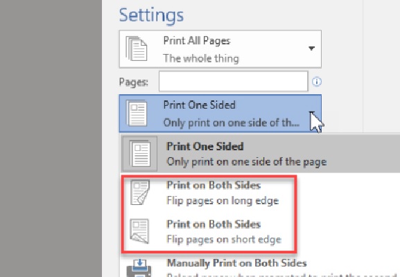 pdf flip on long edge or short edge