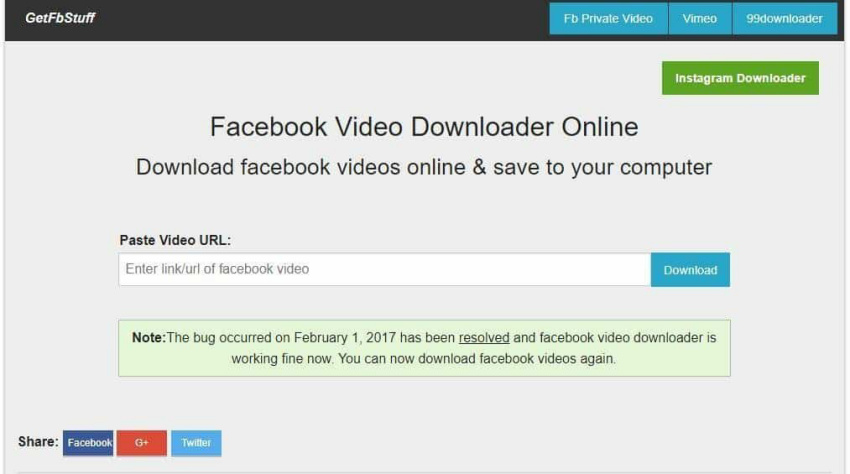 Download video facebook bằng getfbstuff.com