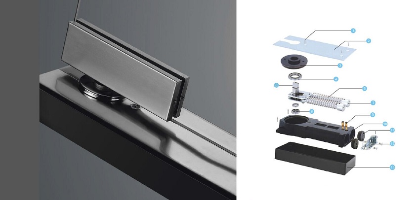 giá bản lề cửa kính thủy lực