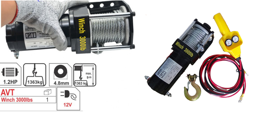 Tời điện kéo xe 12V Yamafuji 3000LBS 3