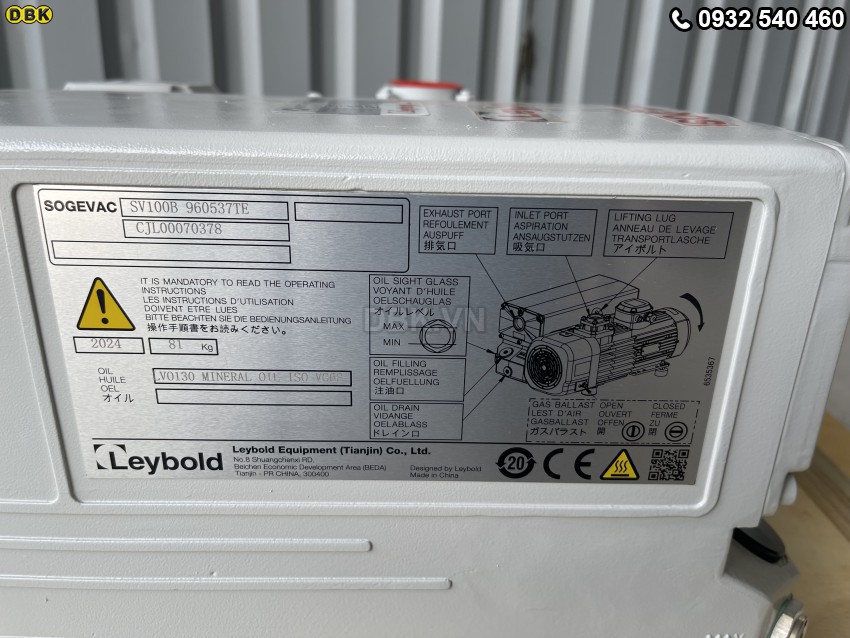 Bơm hút chân không LEYBOLD SOGEVAC SV100B 15