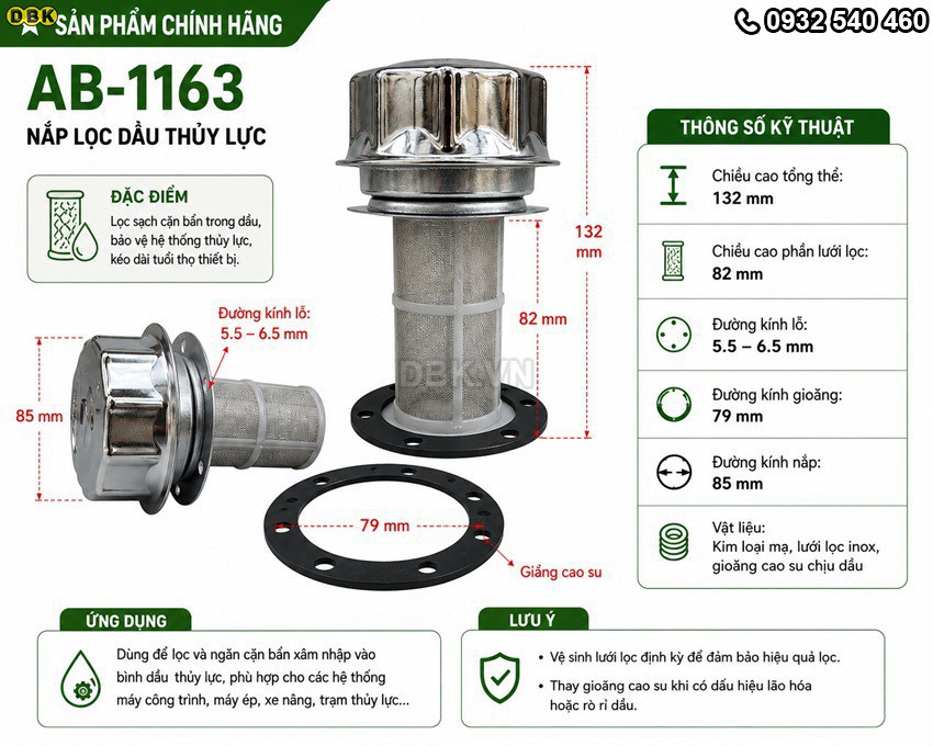 Nắp thùng dầu thủy lực AB-1163 1