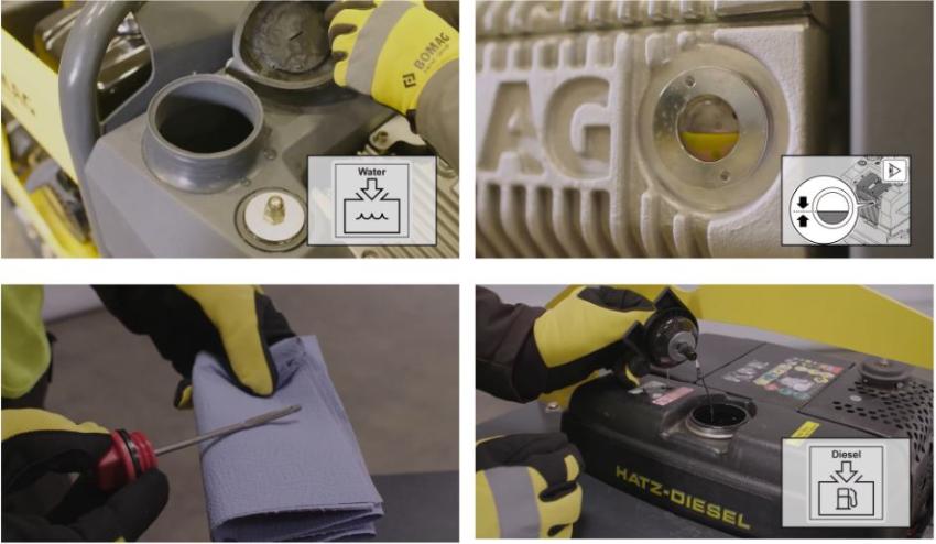 Bước 2: Kiểm tra mức nhiên liệu và bình chứa nước