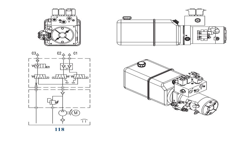 Cấu tạo bộ nguồn thủy lực 12V DC 1