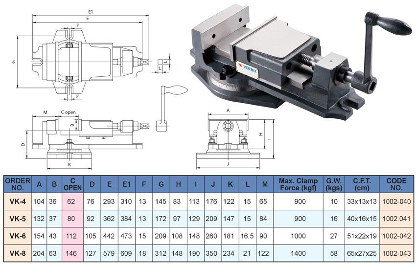 Cấu tạo của ê tô máy phay