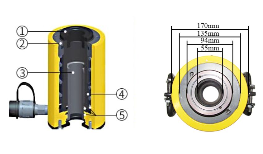Kích thủy lực rỗng tâm 1 chiều 2