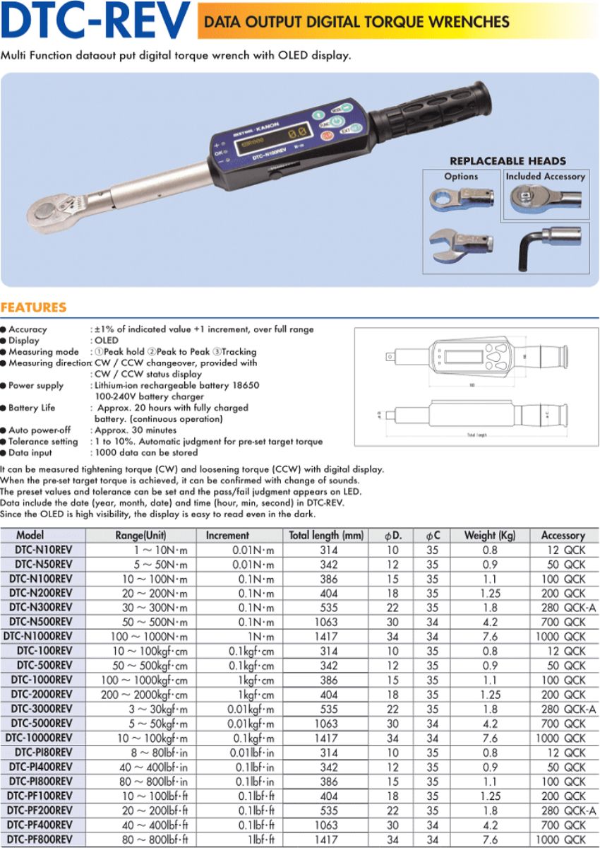 Cần siết lực điện tử KANON DTC-1000REV 1