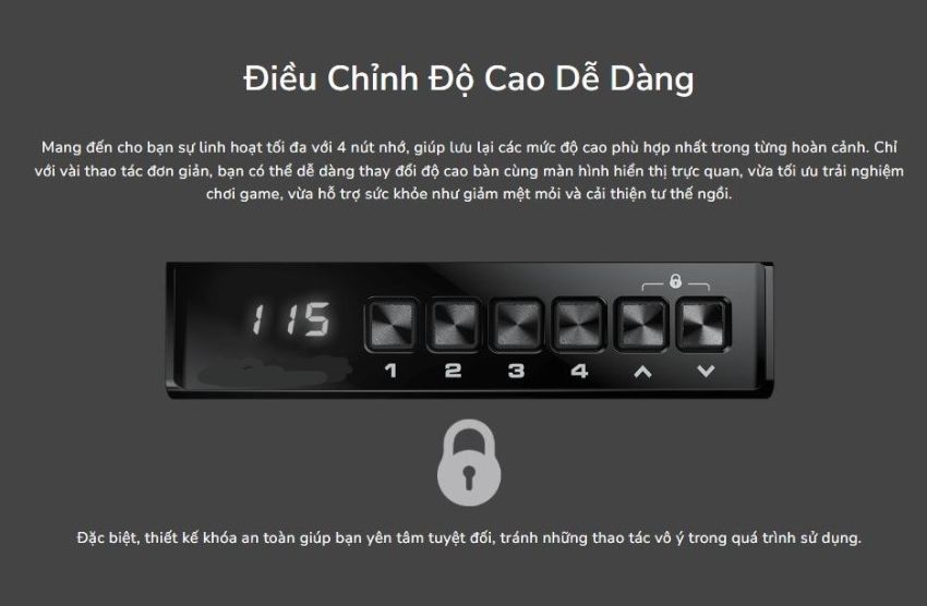 Bàn Nâng Hạ Gaming Màu Đen 2