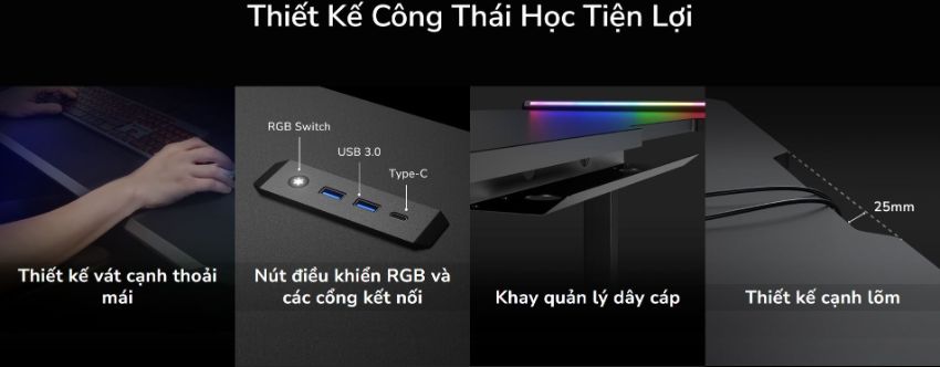 Bàn Nâng Hạ Gaming Màu Đen 5