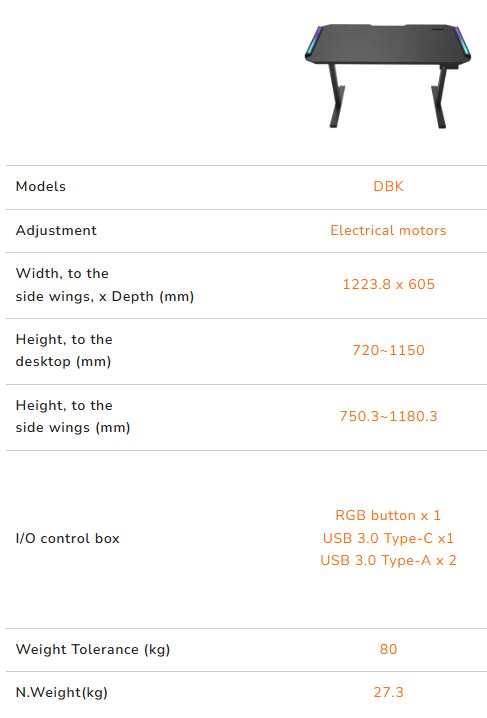 Thông Số Bàn Nâng Hạ Gaming Màu Đen