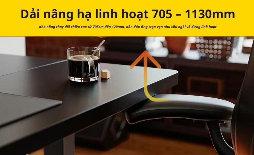 Đặc điểm nổi bật của bàn nâng hạ màu đen 1