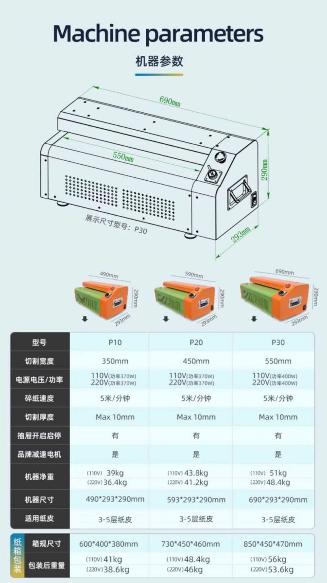 Thông số máy băm giấy Carton DBK P10