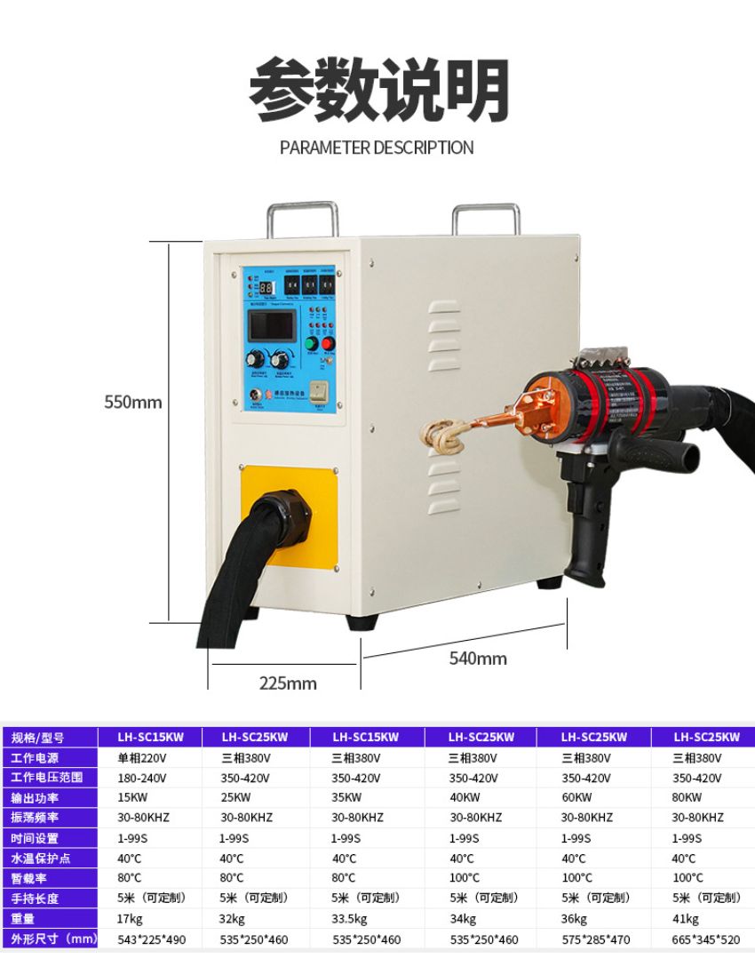 Thông số máy nung cao tần 380V 35kW LH-SC35