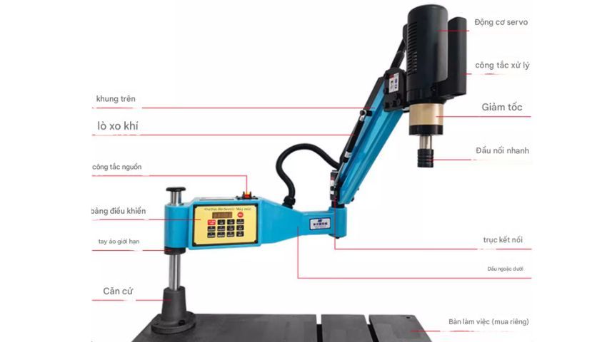 Máy taro cần điện trục đứng M3-M16 DBK-M316 có cấu tạo ra sao?