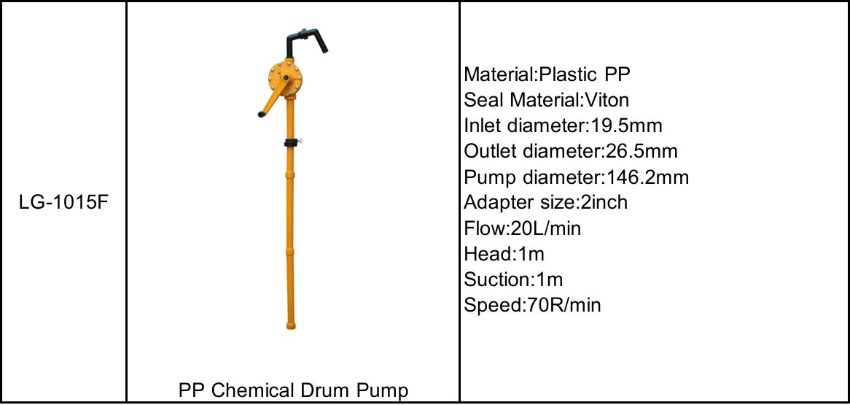 Thông số kỹ thuật của bơm quay tay LG-1015F