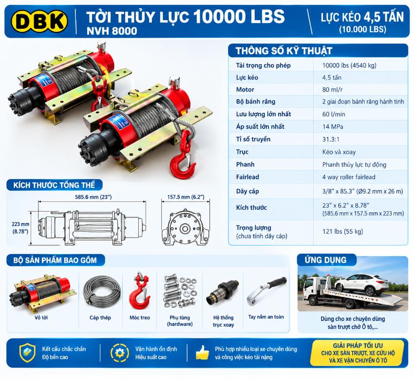 Thông số kỹ thuật máy tời thủy lực NVH 8000