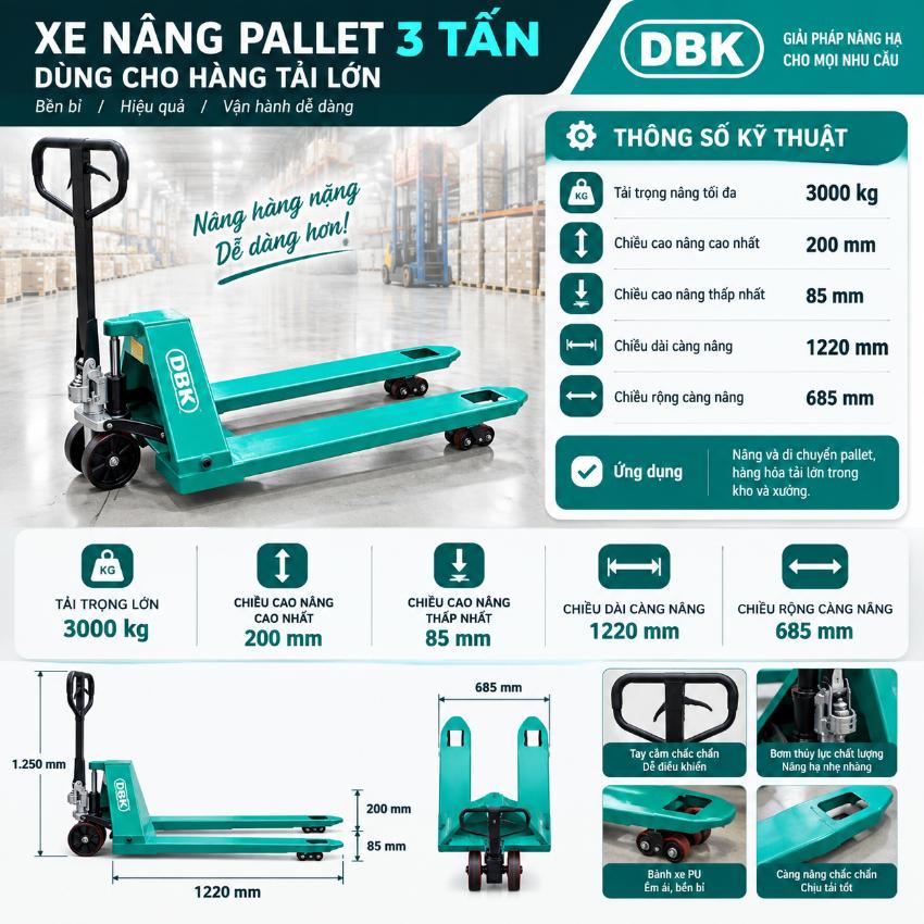 Thông số kỹ thuật xe nâng pallet 3 tấn