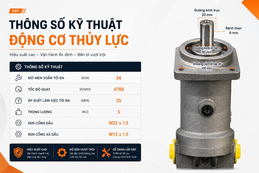Motor thủy lực piston 34 N·m A2F10