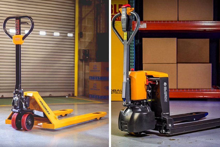 So sánh xe nâng điện tay thấp và xe nâng tay thủ công