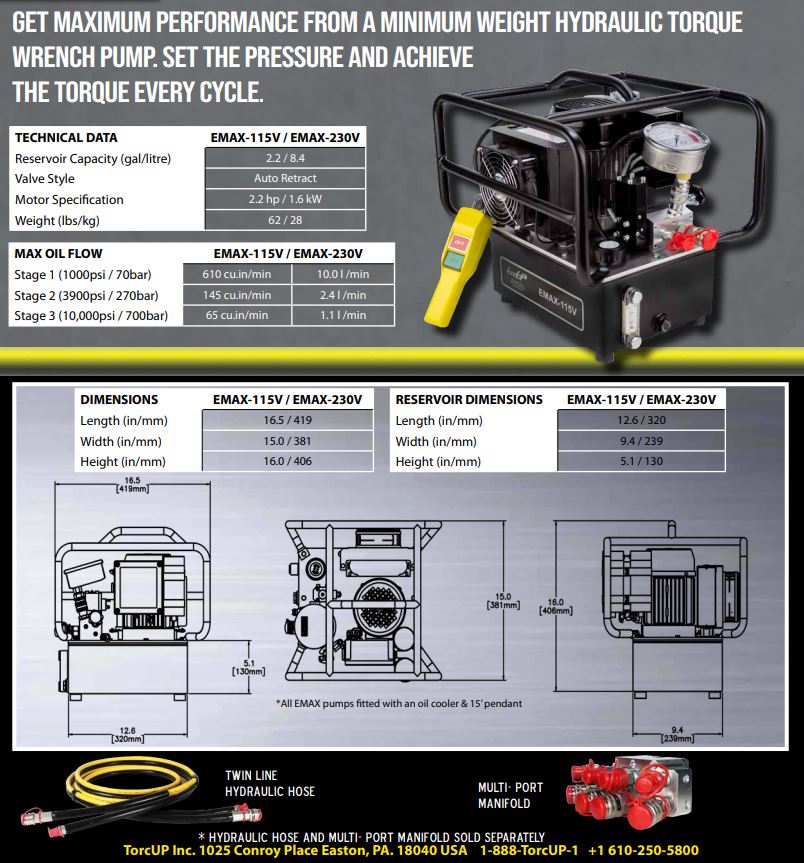 Bơm điện thủy lực TorcUP EP1000-Q-230V 1