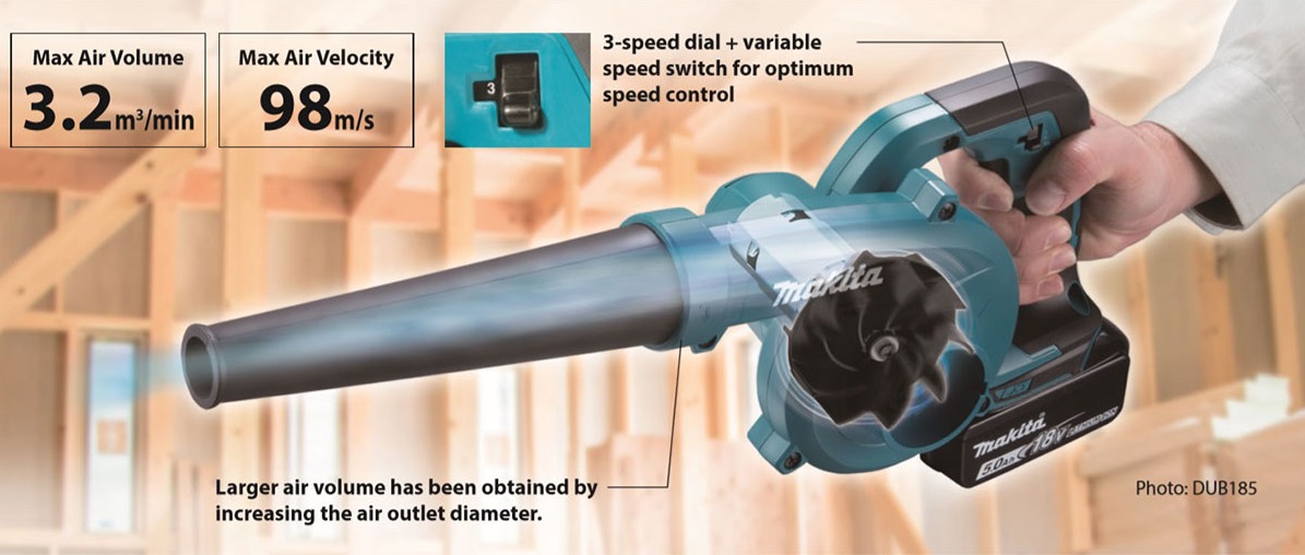 Thông số kỹ thuật của máy thổi chạy Pin Makita Dub185Z