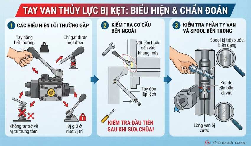 Tay van bị kẹt, khó gạt có biểu hiện gì