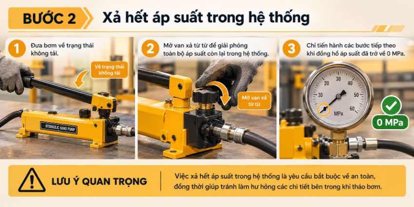 Bước 2: Xả hết áp suất trong hệ thống