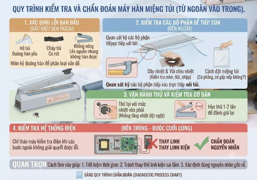 Cách kiểm tra máy hàn miệng túi