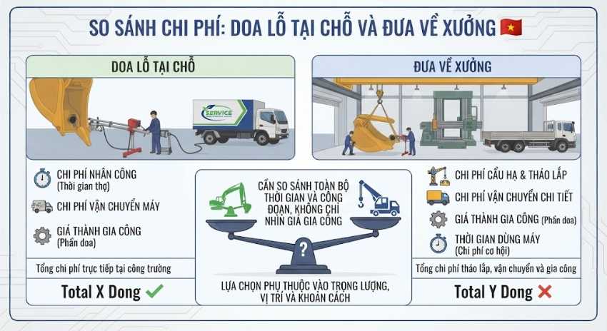 Chi phí doa tại chỗ và đưa về xưởng