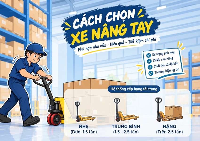 Chọn xe nâng tay theo tải trọng hàng hóa