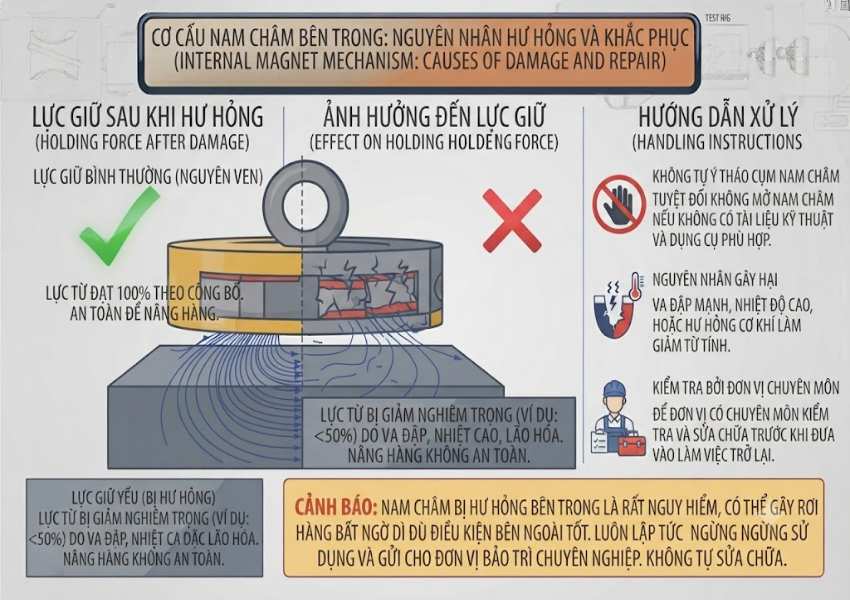 Cơ cấu nam châm bên trong bị hư hỏng