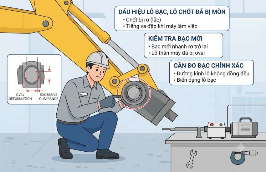 Dấu hiệu lỗ bạc, lỗ chốt đã bị mòn
