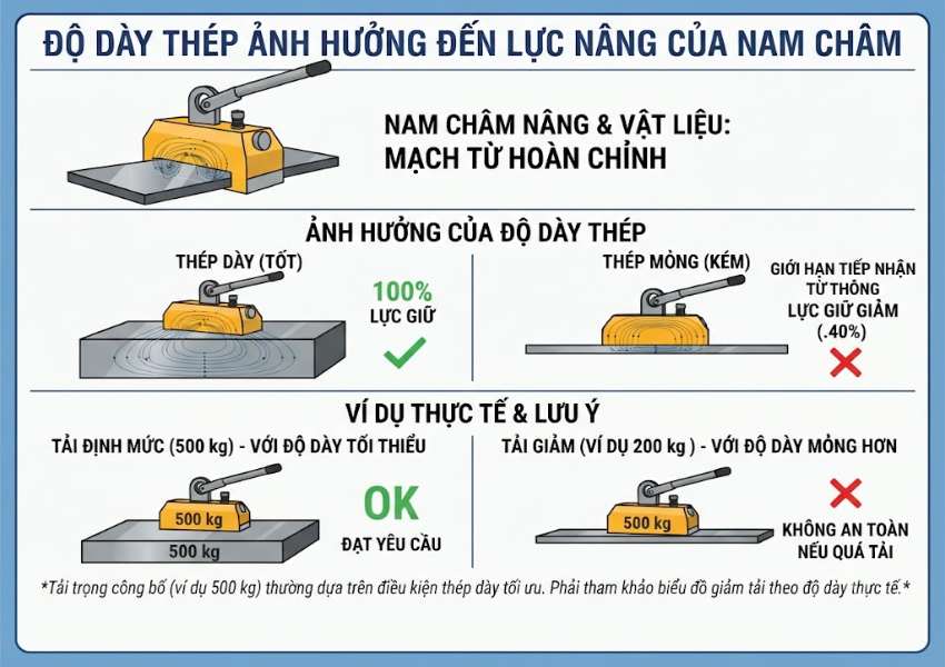 Độ dày thép ảnh hưởng đến lực nâng