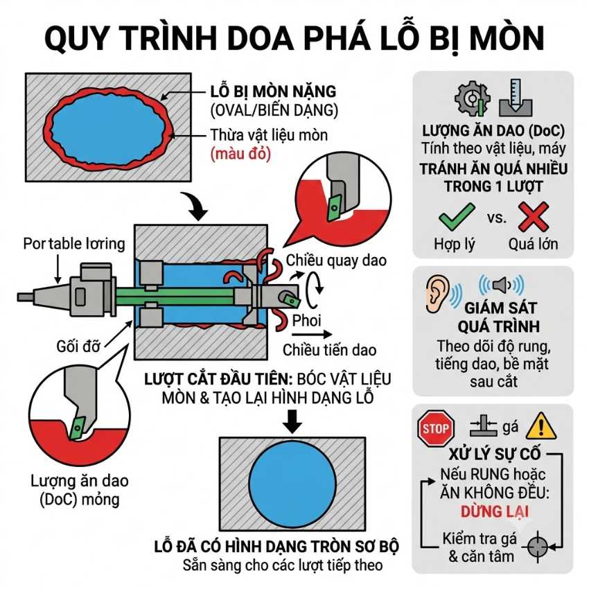 Doa phá phần lỗ bị mòn