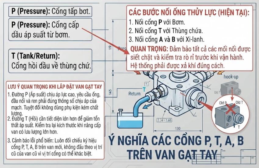 Đường dầu từ bơm đấu vào đâu