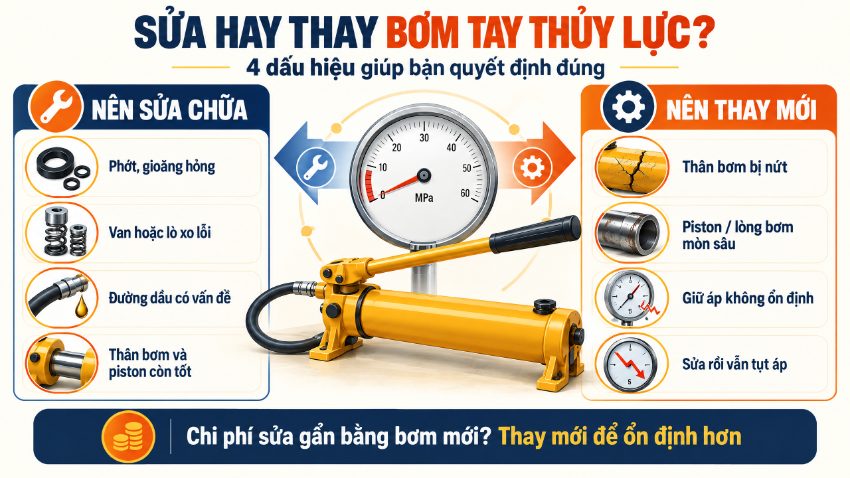 Khi nào nên sửa chữa và khi nào nên thay bơm tay thủy lực?