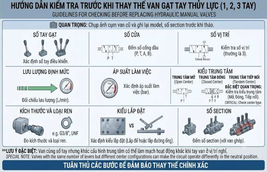 Khi thay van 1 tay, 2 tay hoặc 3 tay cần kiểm tra gì