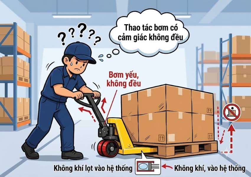 Không khí lọt vào hệ thống thủy lực