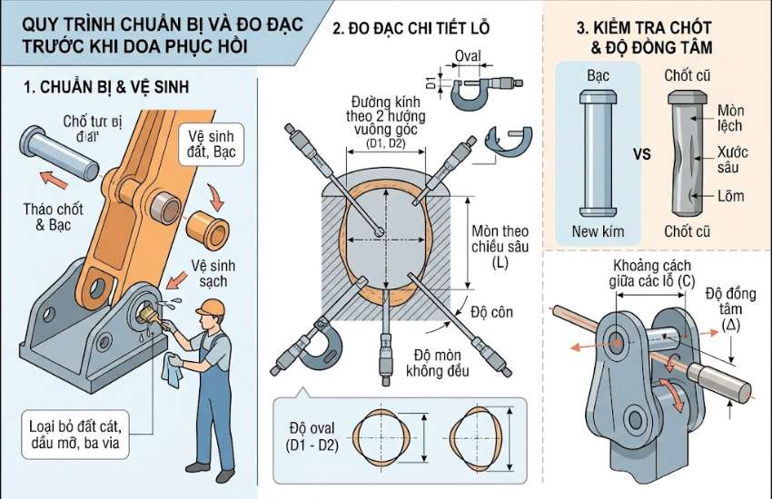 Kiểm tra lỗ chốt trước khi gia công