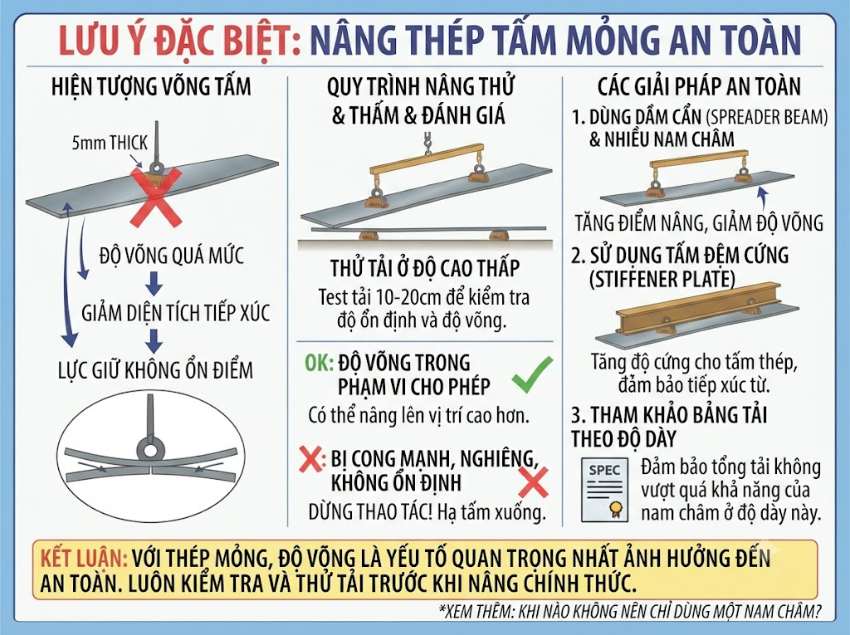 Lưu ý trường hợp nâng thép tấm mỏng