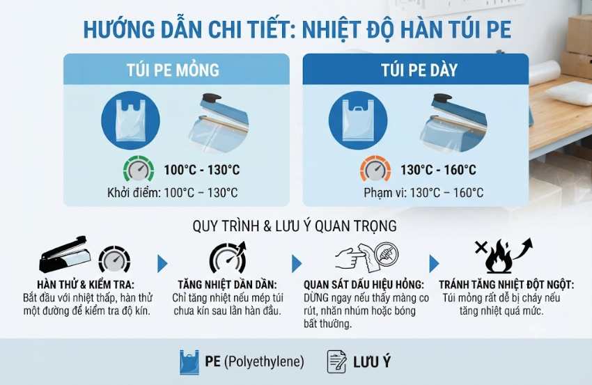 Nhiệt độ hàn túi PE