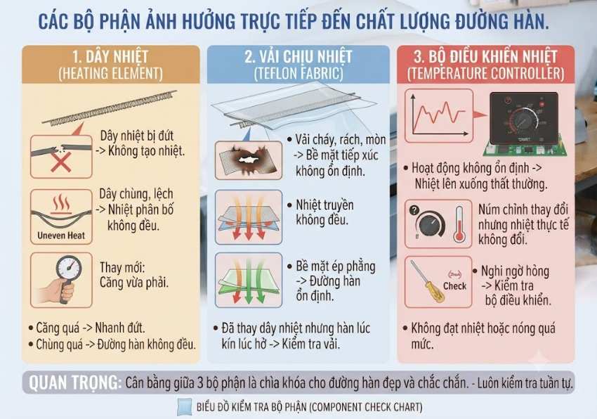 Những bộ phận ảnh hưởng trực tiếp đến đường hàn