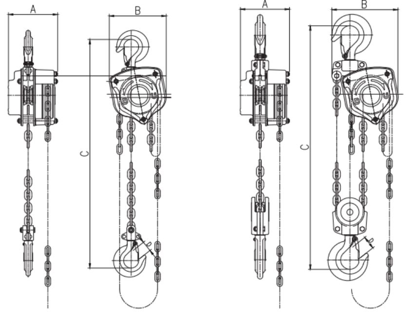 Pa lăng xích kéo tay 1 tấn 3 mét DBK HSZ 3