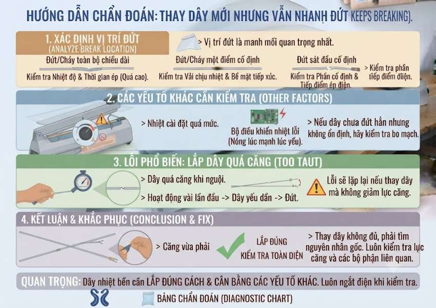 Thay dây mới nhưng vẫn nhanh đứt