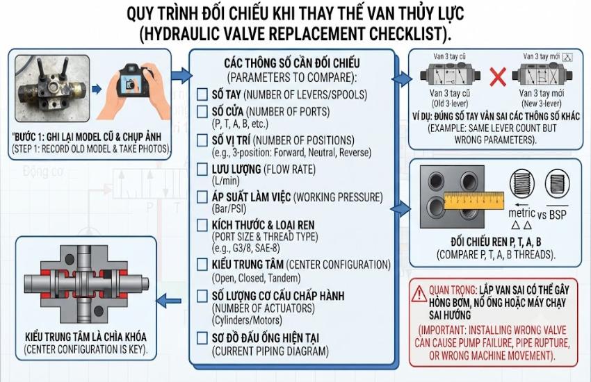 Khi thay van cũ bằng van mới cần đối chiếu những gì