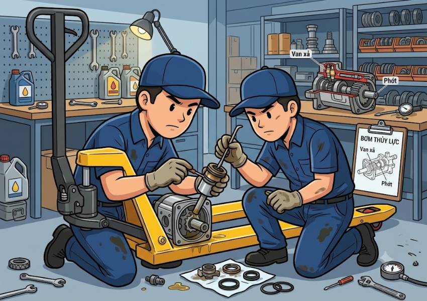 Van xả, phớt và bơm thủy lực gặp lỗi